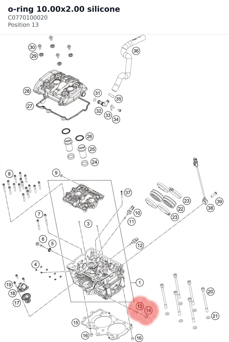 Diagram preview: o-ring 10.00x2.00 silicone (C0770100020)