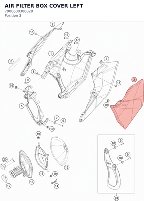 Diagram preview: AIR FILTER BOX COVER LEFT (7900600300028)