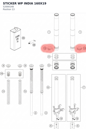 Diagram preview: STICKER WP INDIA 160X19 (52000148)