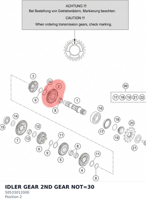 Diagram preview: IDLER GEAR 2ND GEAR NOT=30 (50533012000)