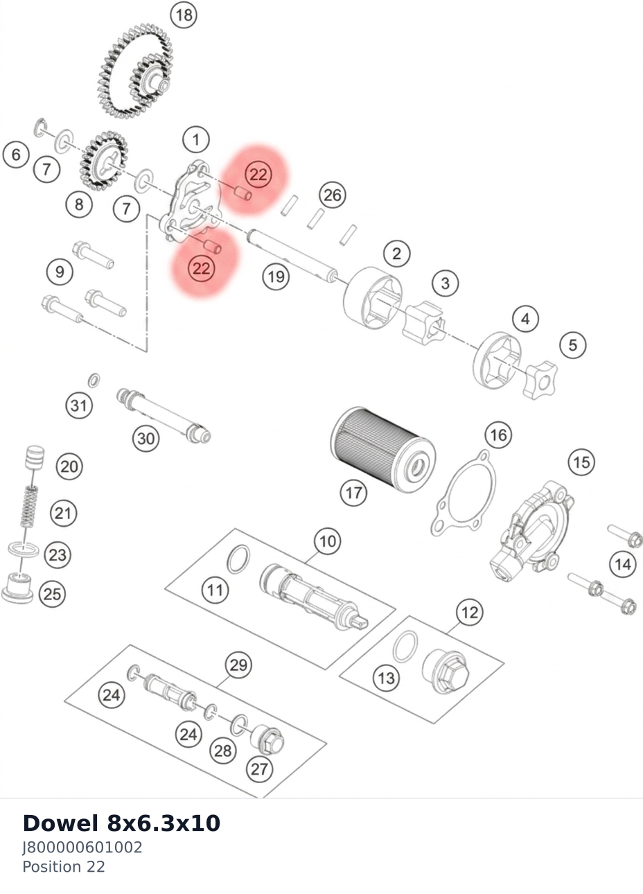 Diagram preview: Dowel 8x6.3x10 (J800000601002)