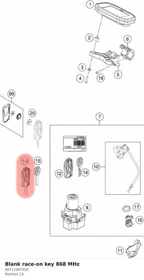 Diagram preview: Blank race-on key 868 MHz (60711067010)