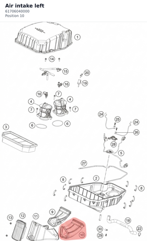 Diagram preview: Air intake left (61706040000)