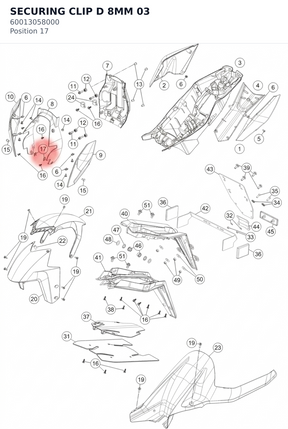 Diagram preview: SECURING CLIP D 8MM         03 (60013058000)