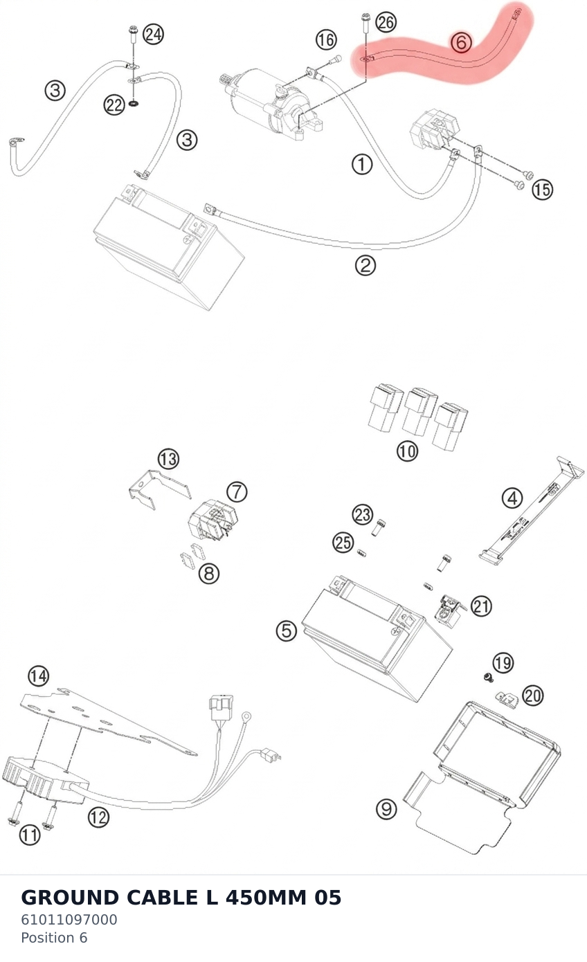 Diagram preview: GROUND CABLE L 450MM        05 (61011097000)