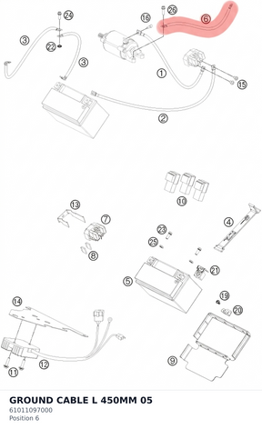 Diagram preview: GROUND CABLE L 450MM        05 (61011097000)