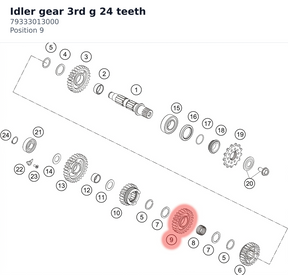 Diagram preview: Idler gear 3rd g 24 teeth (79333013000)