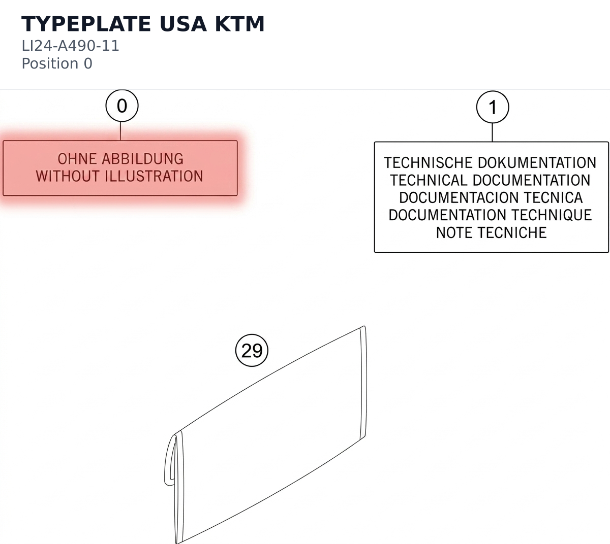 Diagram preview: TYPEPLATE USA KTM (LI24-A490-11)