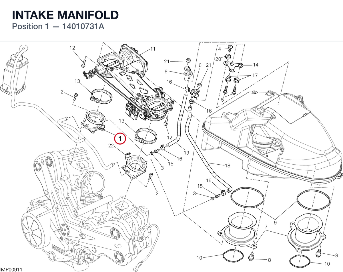 INTAKE MANIFOLD 14010731A diagram position