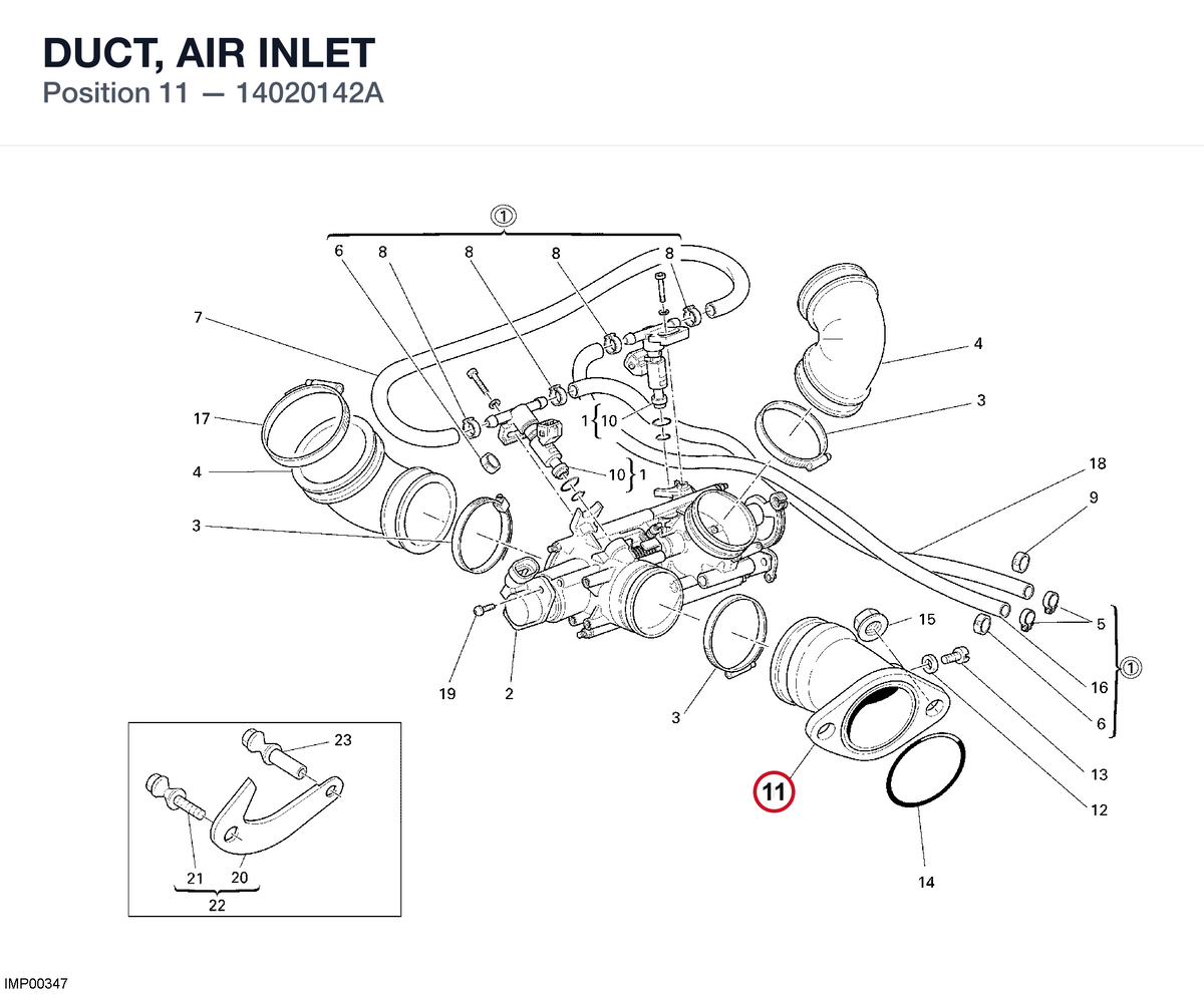 DUCT, AIR INLET 14020142A diagram position