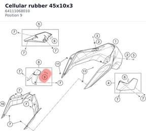 Diagram preview: Cellular rubber 45x10x3 (64111068010)