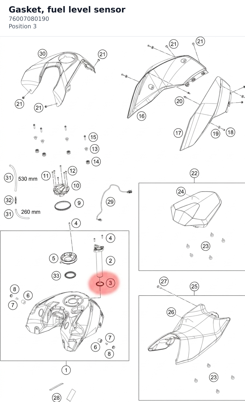 Diagram preview: Gasket, fuel level sensor (76007080190)