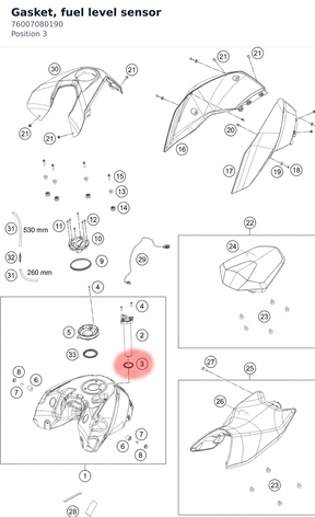 Diagram preview: Gasket, fuel level sensor (76007080190)