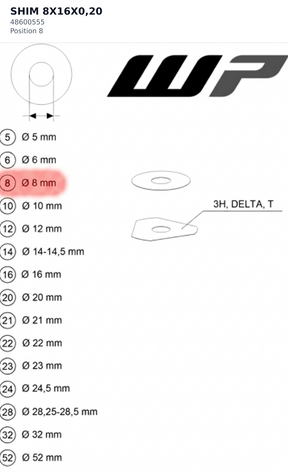 Diagram preview: SHIM 8X16X0,20 (48600555)