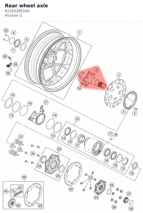 Diagram preview: Rear wheel axle (61310385100)