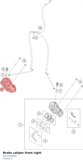 Diagram preview: Brake caliper front right (64113016000)