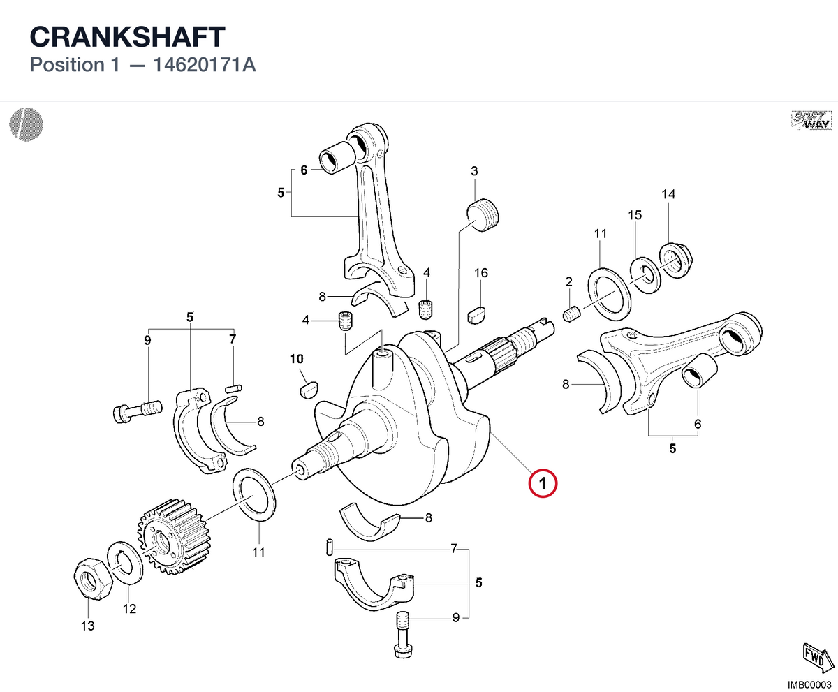 CRANKSHAFT 14620171A diagram position