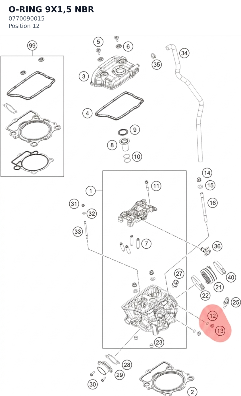 Diagram preview: O-RING 9X1,5 NBR (0770090015)