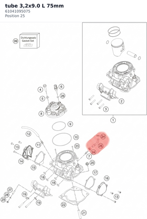 Diagram preview: tube 3,2x9.0 L 75mm (61041095075)
