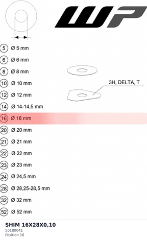 Diagram preview: SHIM 16X28X0,10 (50180041)