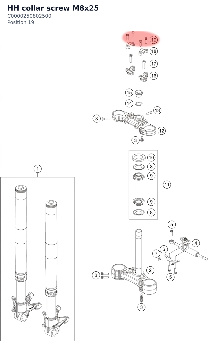 Diagram preview: HH collar screw M8x25 (C0000250802500)