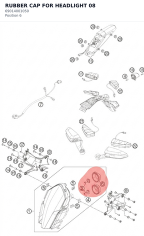 Diagram preview: RUBBER CAP FOR HEADLIGHT    08 (69014001050)