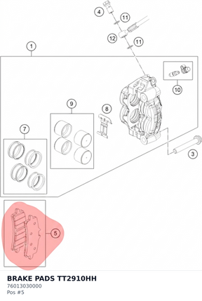 Diagram preview: BRAKE PADS TT2910HH (76013030000)