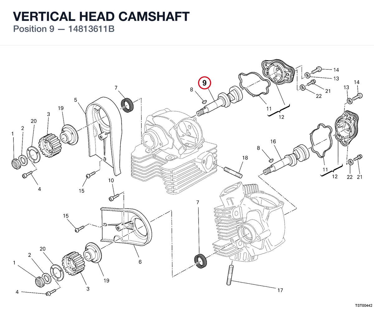 VERTICAL HEAD CAMSHAFT 14813611B diagram position