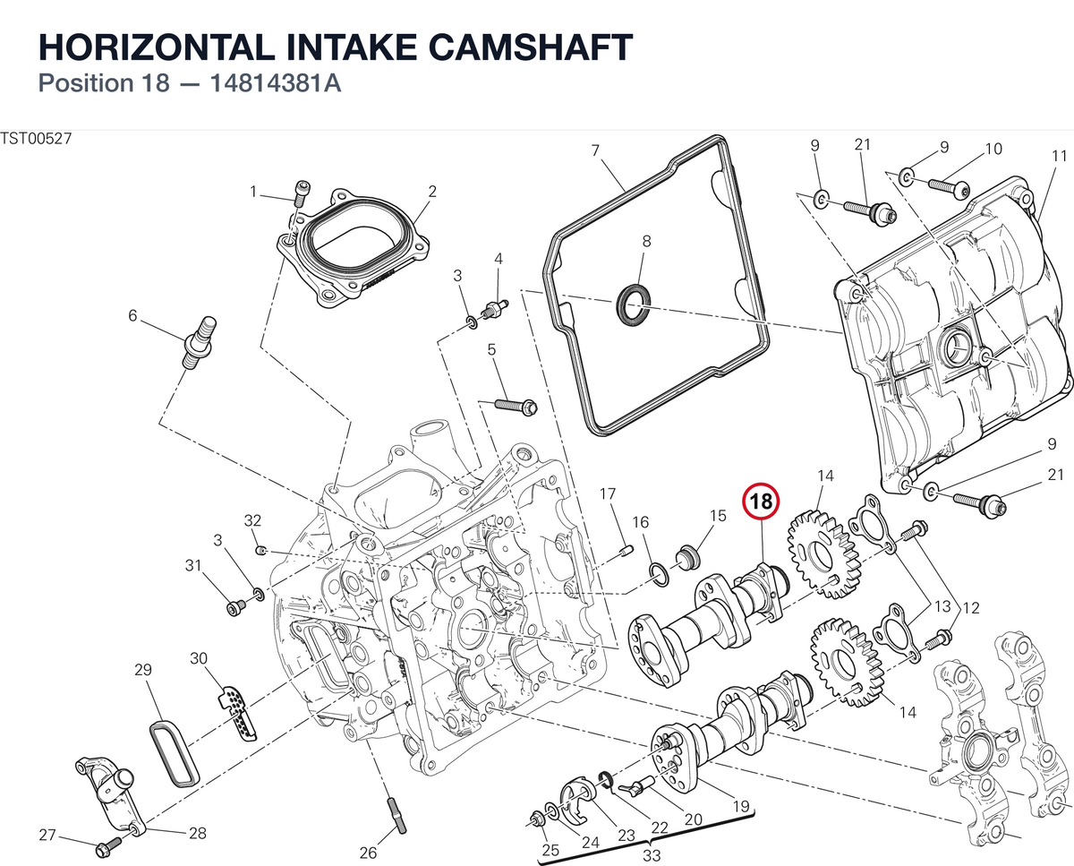 HORIZONTAL INTAKE CAMSHAFT 14814381A diagram position