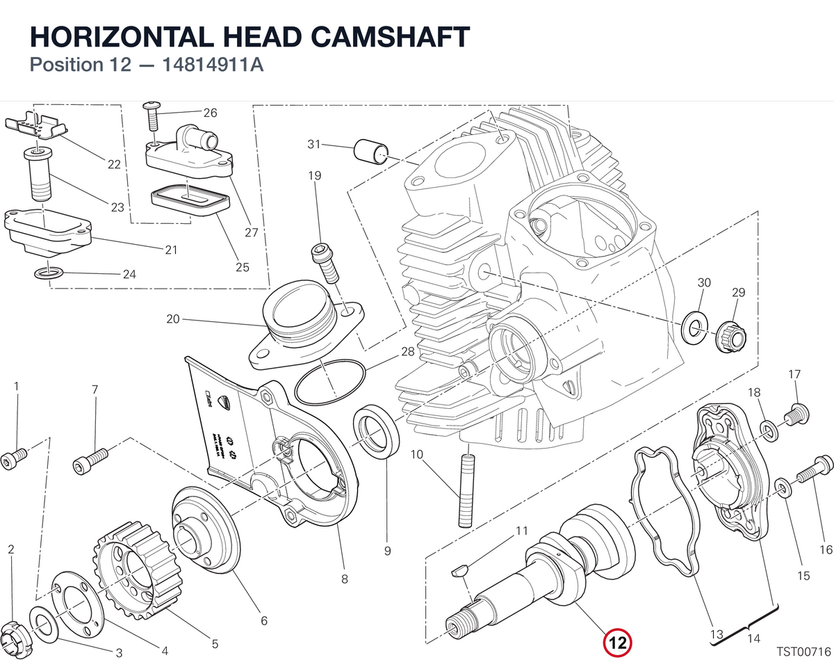 HORIZONTAL HEAD CAMSHAFT 14814911A diagram position