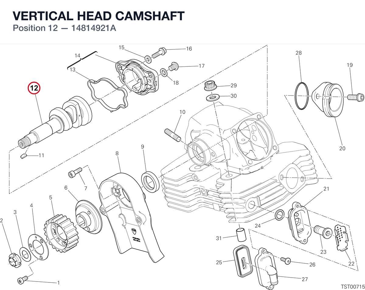 VERTICAL HEAD CAMSHAFT 14814921A diagram position