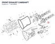 FRONT EXHAUST CAMSHAFT 14815582A diagram position