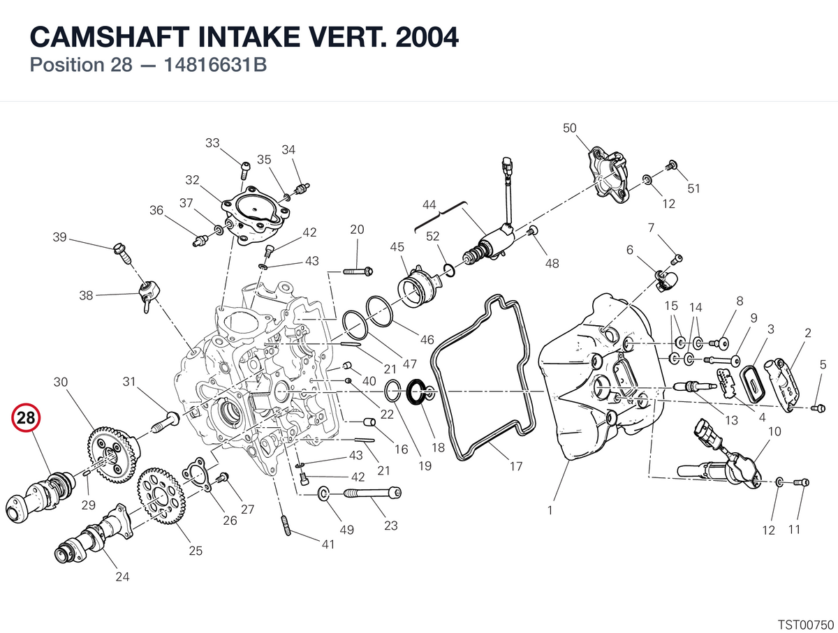 CAMSHAFT INTAKE VERT.   2004 14816631B diagram position
