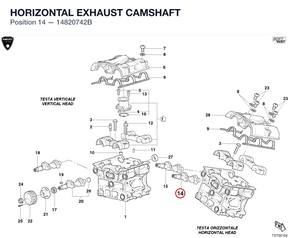 HORIZONTAL EXHAUST CAMSHAFT 14820742B diagram position