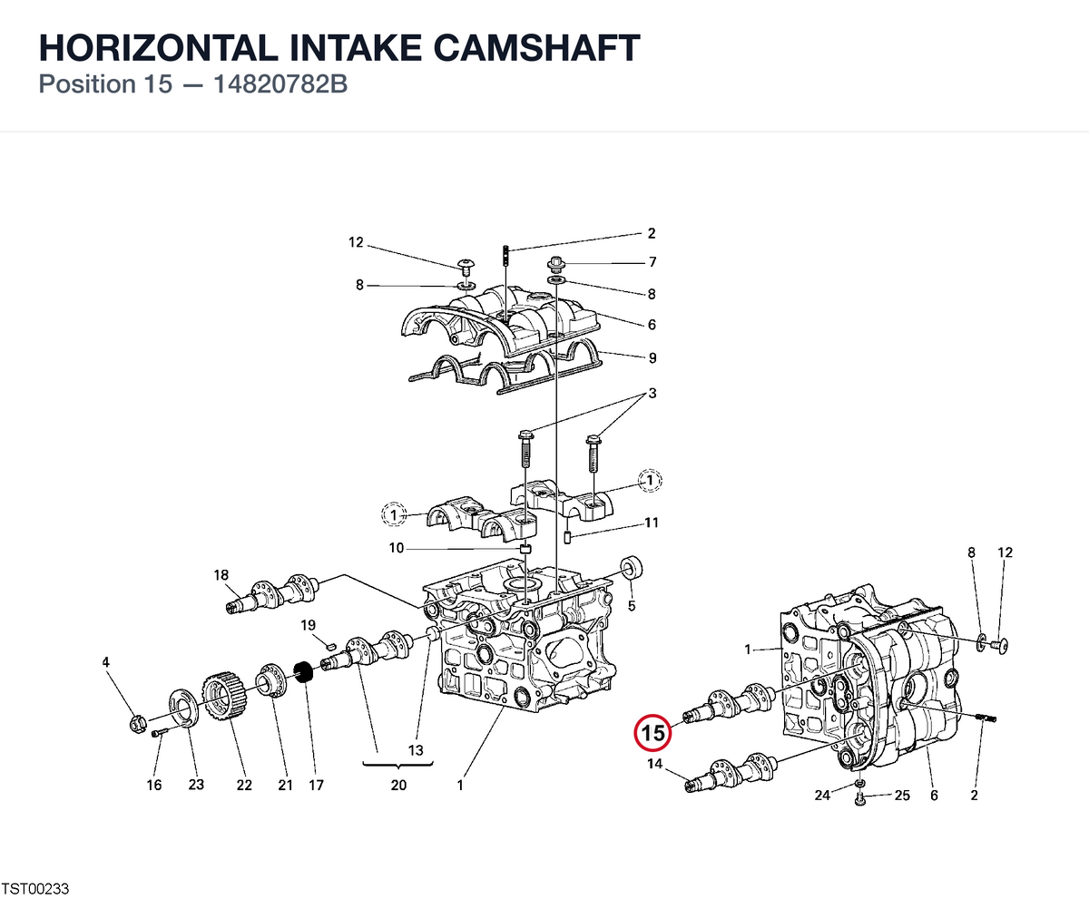 HORIZONTAL INTAKE CAMSHAFT 14820782B diagram position