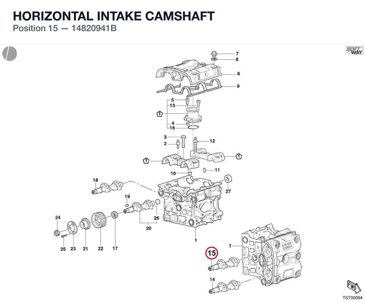 HORIZONTAL INTAKE CAMSHAFT 14820941B diagram position