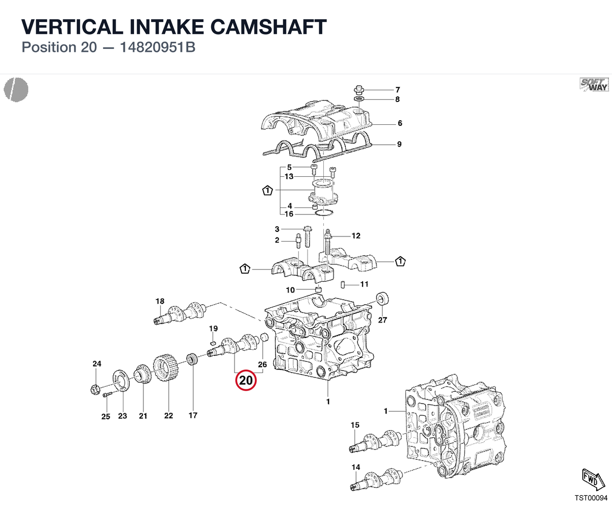 VERTICAL INTAKE CAMSHAFT 14820951B diagram position
