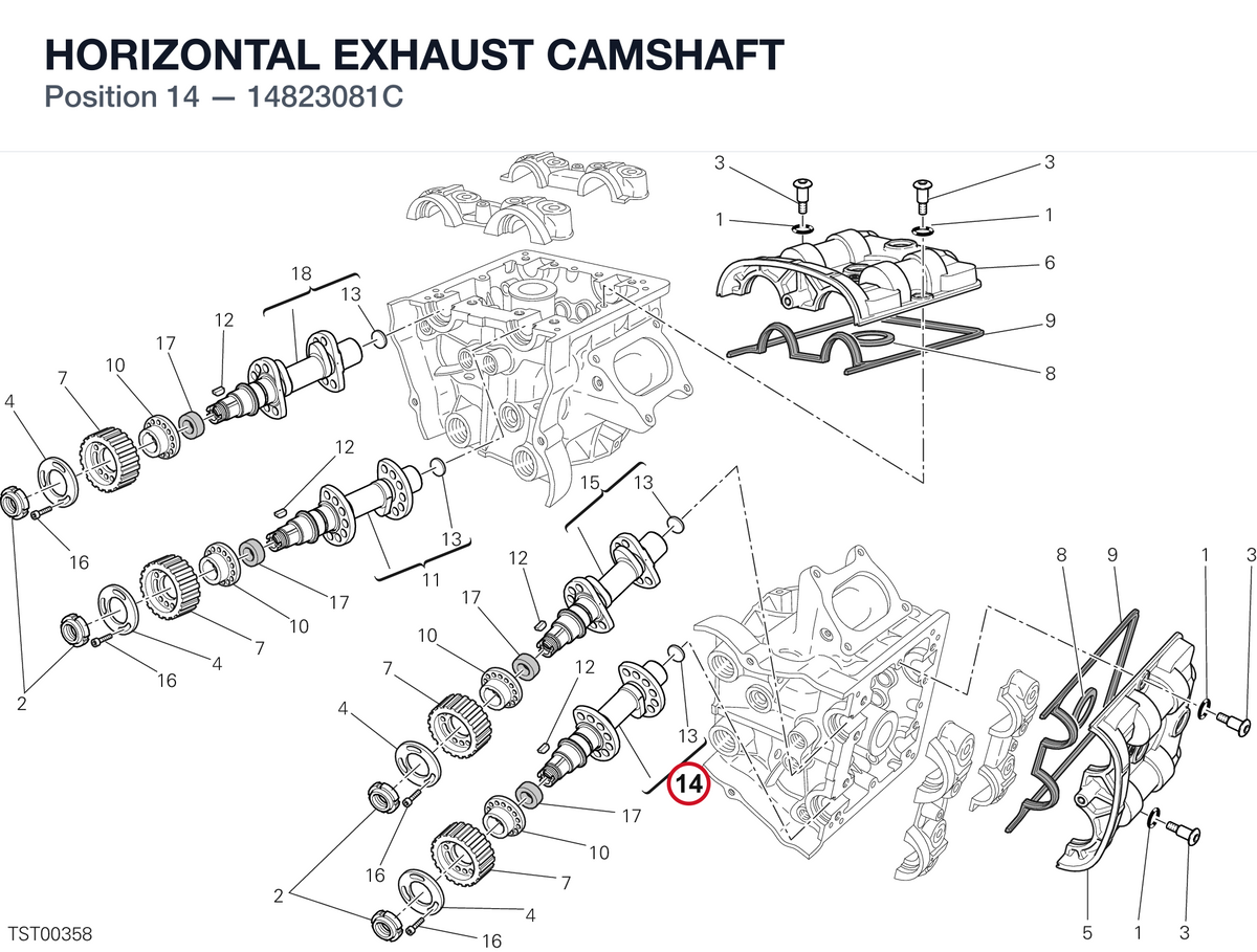 HORIZONTAL EXHAUST CAMSHAFT 14823081C diagram position