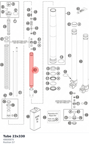 Diagram preview: Tube 23x330 (48600870)