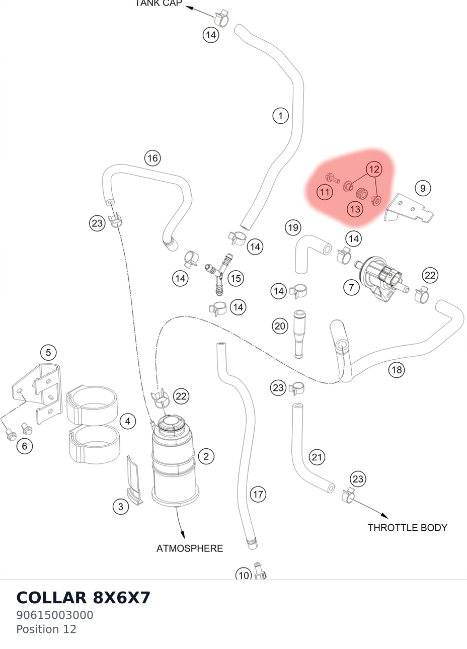 Diagram preview: COLLAR 8X6X7 (90615003000)