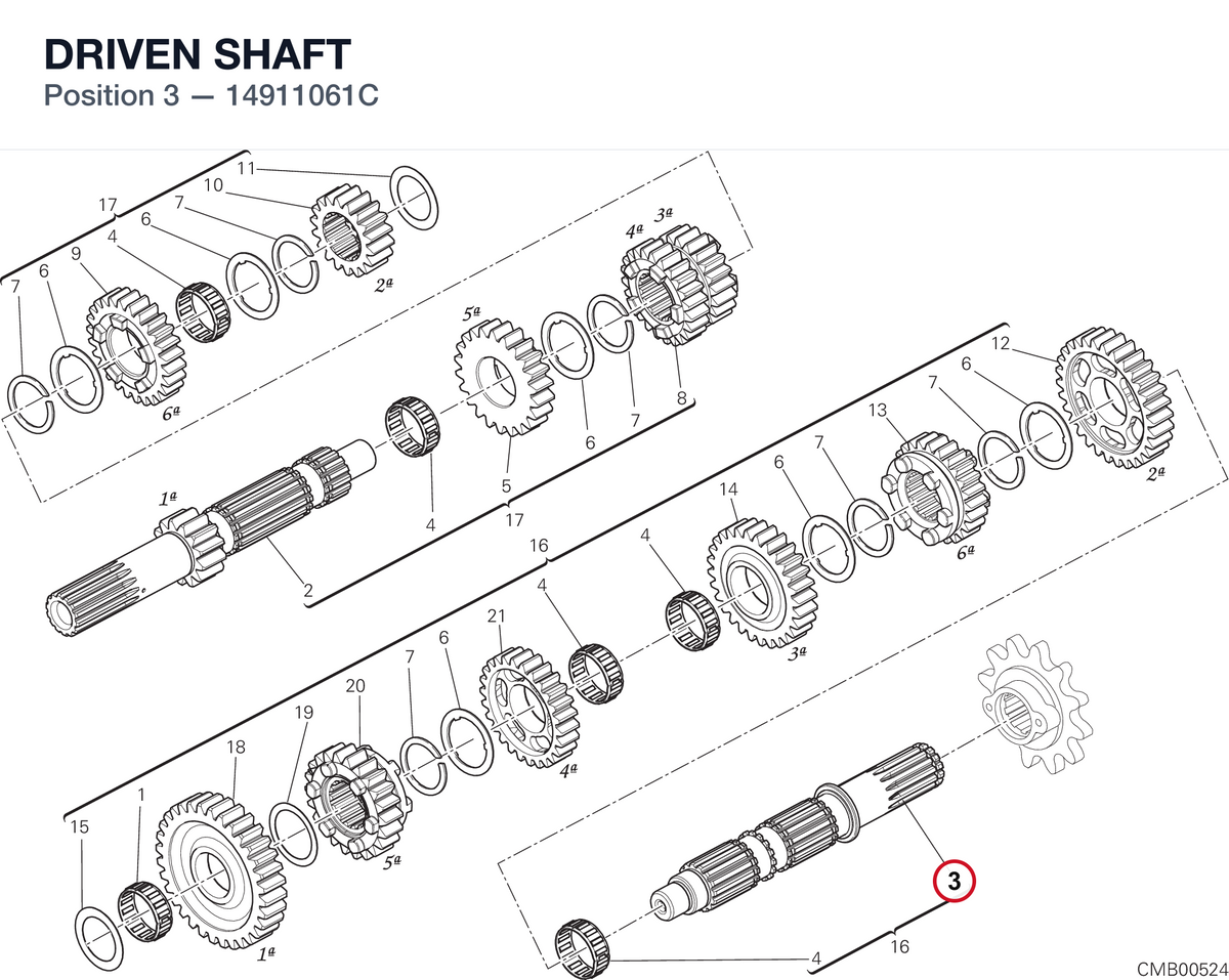 DRIVEN SHAFT 14911061C diagram position