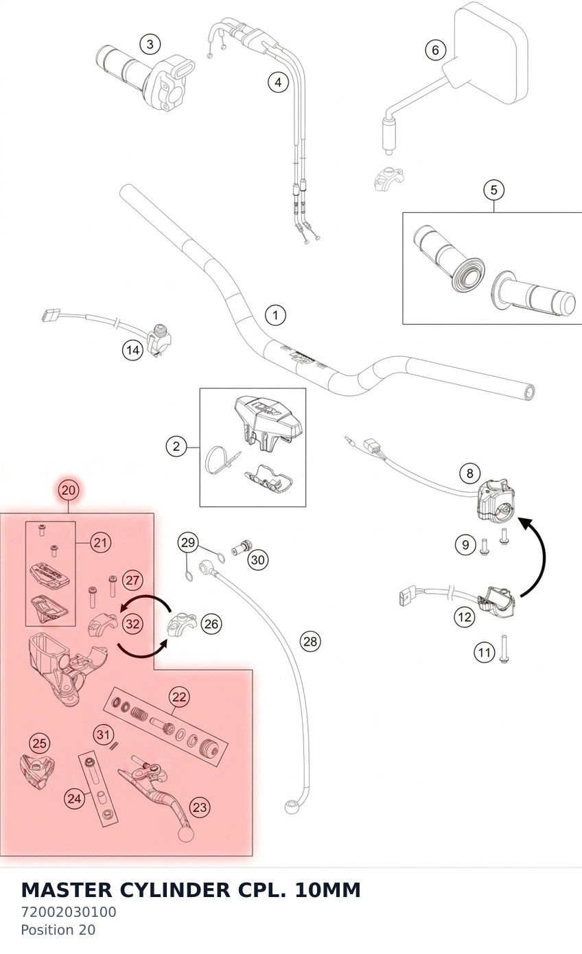 Diagram preview: MASTER CYLINDER CPL. 10MM (72002030100)