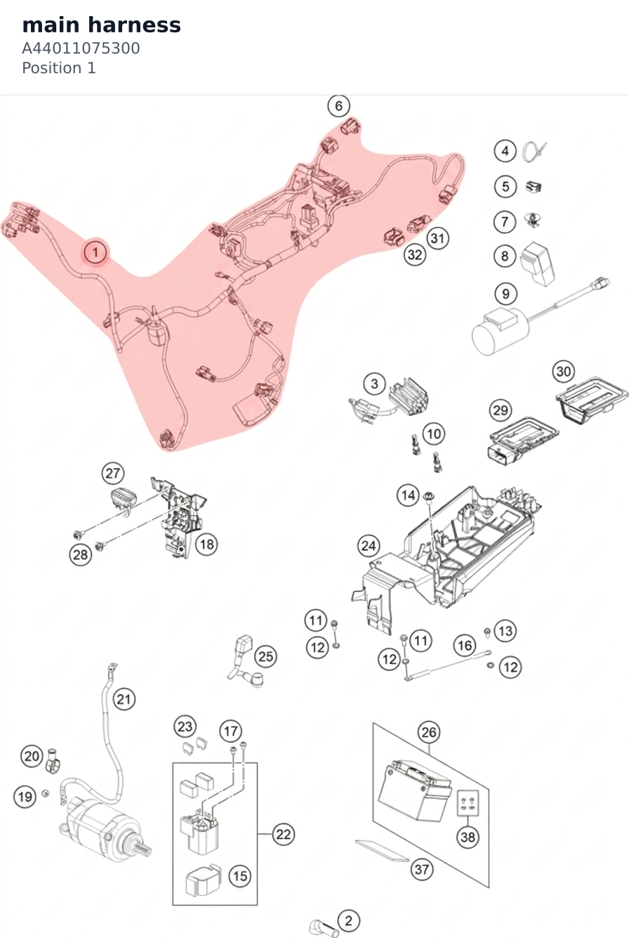 Diagram preview: main harness (A44011075300)