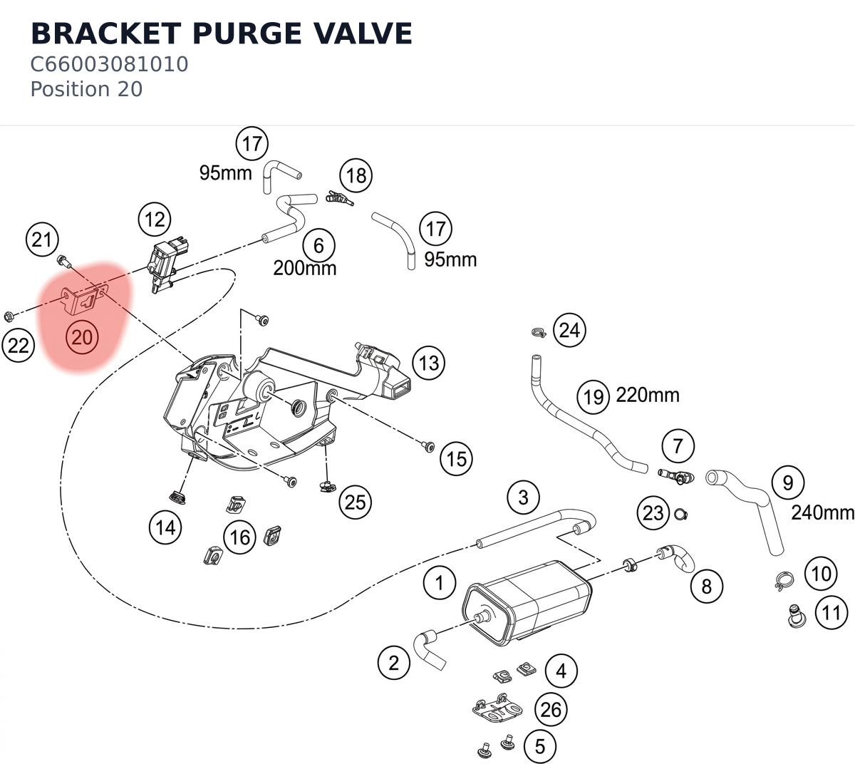 Diagram preview: BRACKET PURGE VALVE (C66003081010)