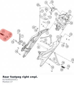 Diagram preview: Rear footpeg right cmpl. (61703051033C1)