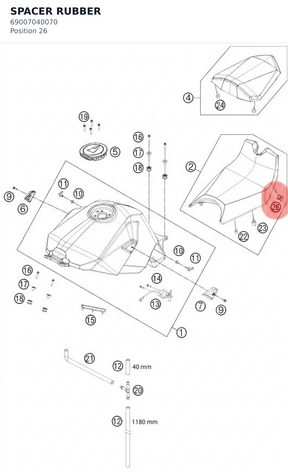 Diagram preview: SPACER RUBBER (69007040070)
