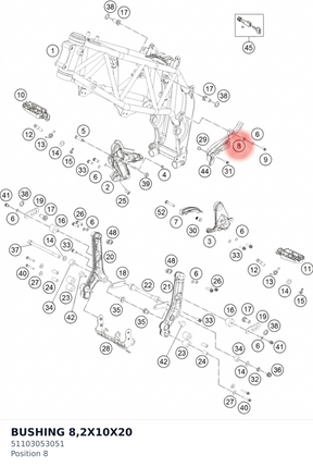 Diagram preview: BUSHING 8,2X10X20 (51103053051)