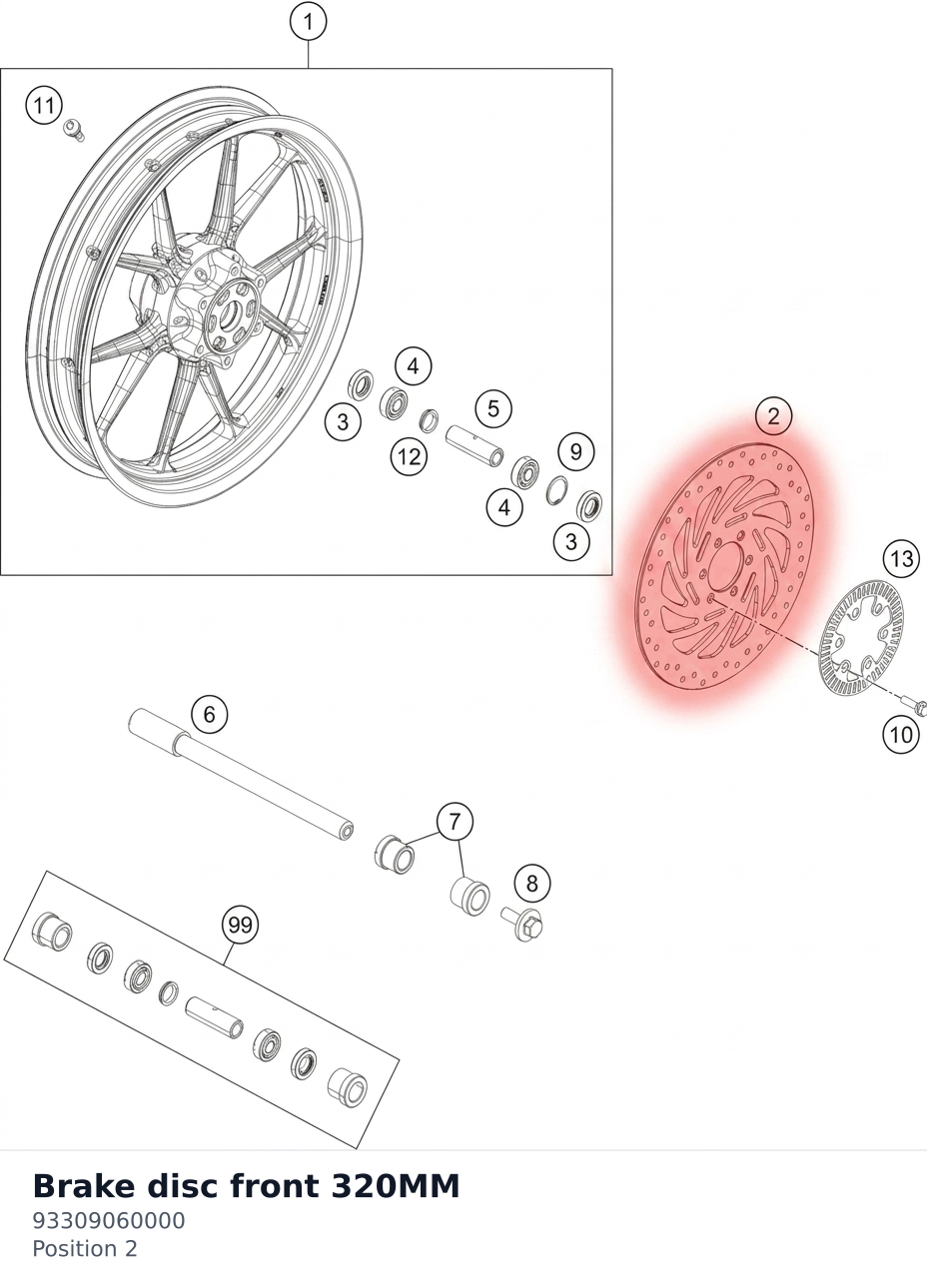 Diagram preview: Brake disc front 320MM (93309060000)