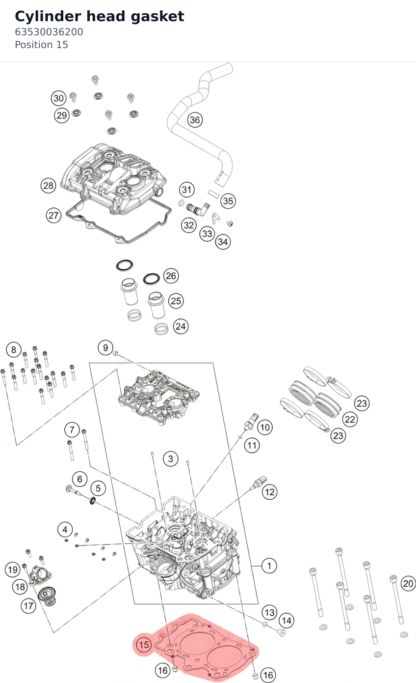 Diagram preview: Cylinder head gasket (63530036200)