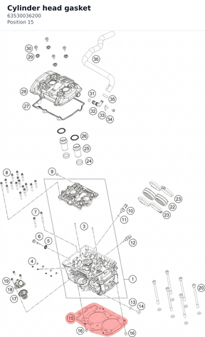 Diagram preview: Cylinder head gasket (63530036200)